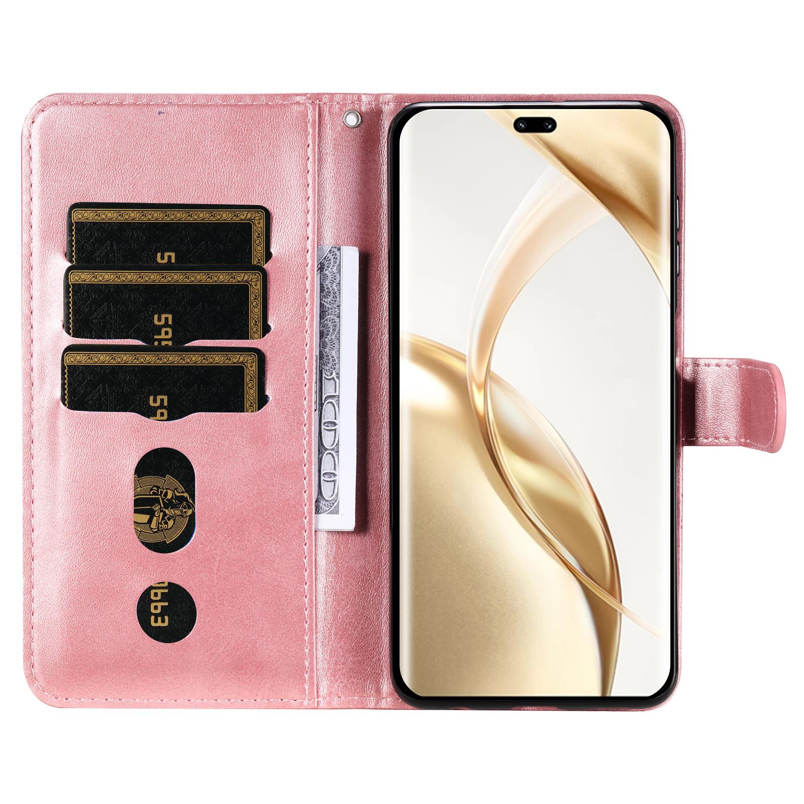 

For Honor 200 Pro 5G Case Calf Texture Zipper Pocket Leather Phone Cover Pink