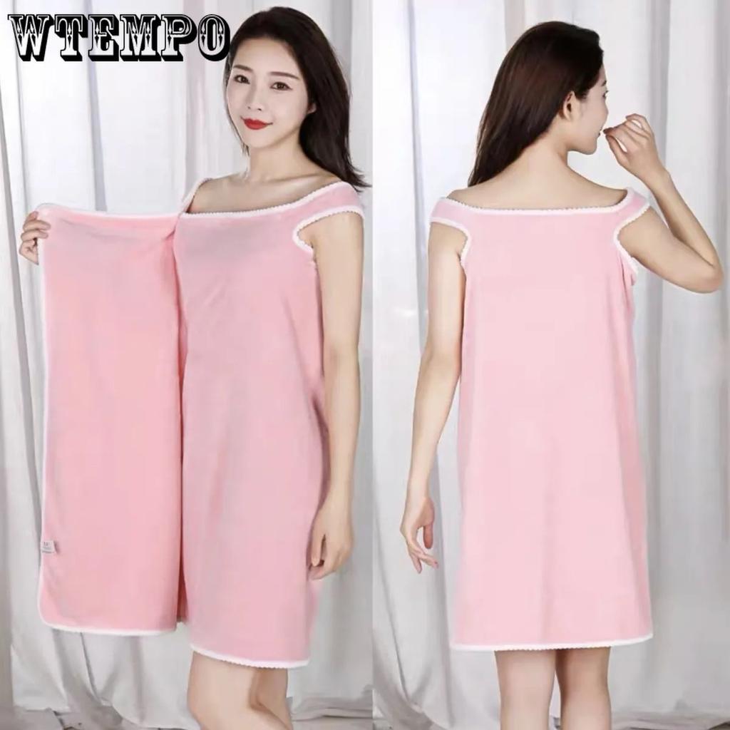 WTEMPO Wielofunkcyjny damski ręcznik podróżny, miękki, chłonny szlafrok, kieszeń na kokardę, sukienki kąpielowe, ręczniki plażowe