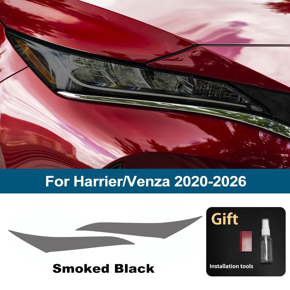 

For Toyota Harrier/Venza 2020-2026 High-Gloss Smoke Black Pre Cut Car Headlight Protective Film TPU PPF Anti-Scratch Vinyl Wrap For 2020-2026 SMK