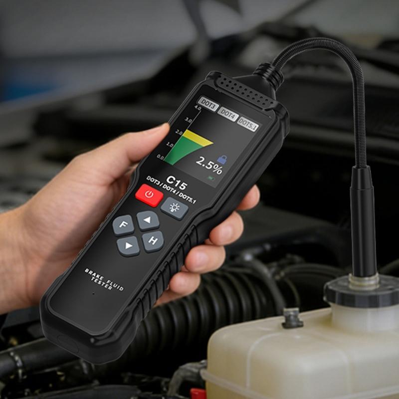 Flexible Tip Brake Fluid Tester with Electronic LCD Readout for Automotive and Motorcycle Maintenance and Routine Fluid Condition Checks