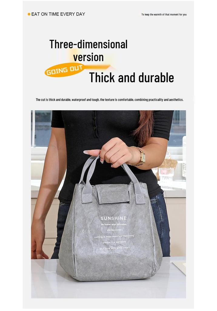 Tyvek Kraft Paper Insulated Lunch Bag - Waterproof, Aluminum Foil Bento Picnic Bag