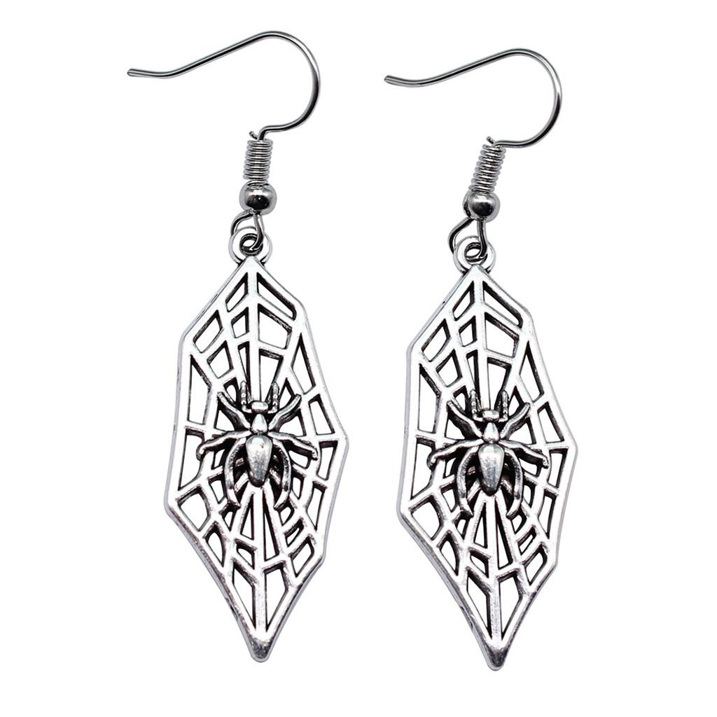 Gothic Spider Charm Dangle Earrings Halloween Horror Arachnid Drop Earrings Dark Punk Goth Jewelry