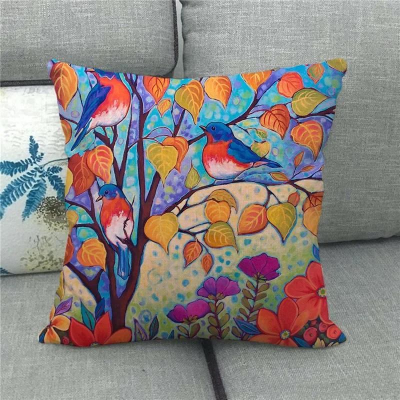 Living Room Bedroom Sofa Bed Chair Pillowcase Pumpkin Plant  Watercolor Thanksgiving Linen