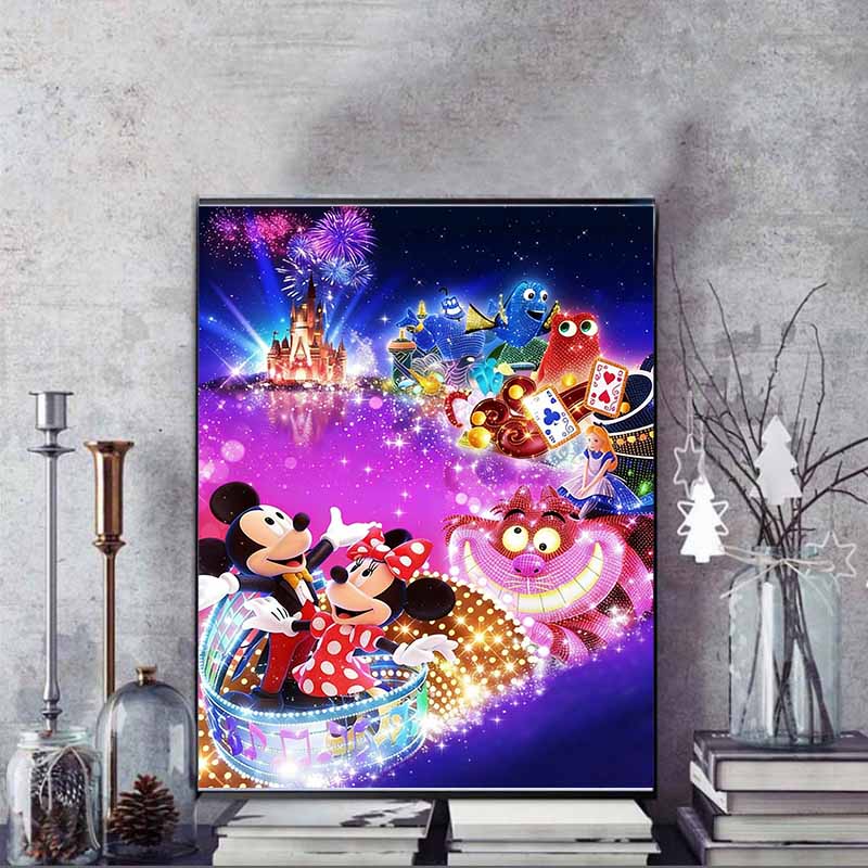 Disney 5D DIY Diamond Painting Disneyland Night Parade Full Round Diamond Mosaic Cartoon Cross Stitch Art Painting for Home Decoration