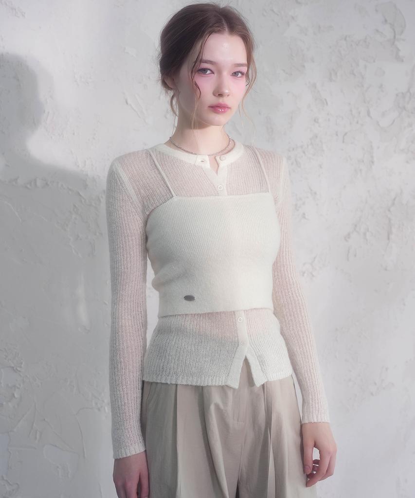 VIVACIOUS Bustier Layered Set Knit Cardigan_5 Colors