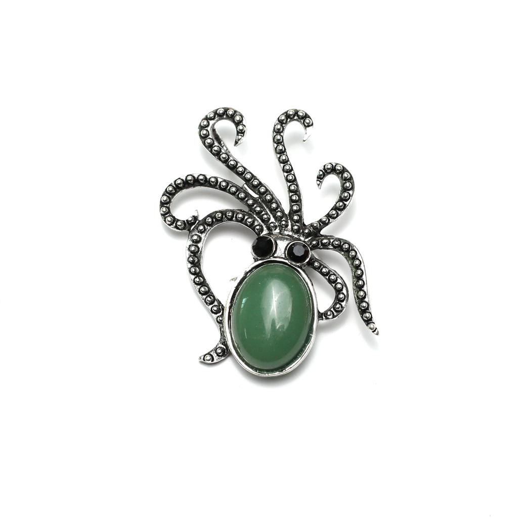 1Pc Colourful Diamonds Gemstones Octopus Brooches, Reiki Healing Crystal Amethyst Agate Opal Gemstone Brooch Pin, Energy Natural Stone Brooch Jewelry