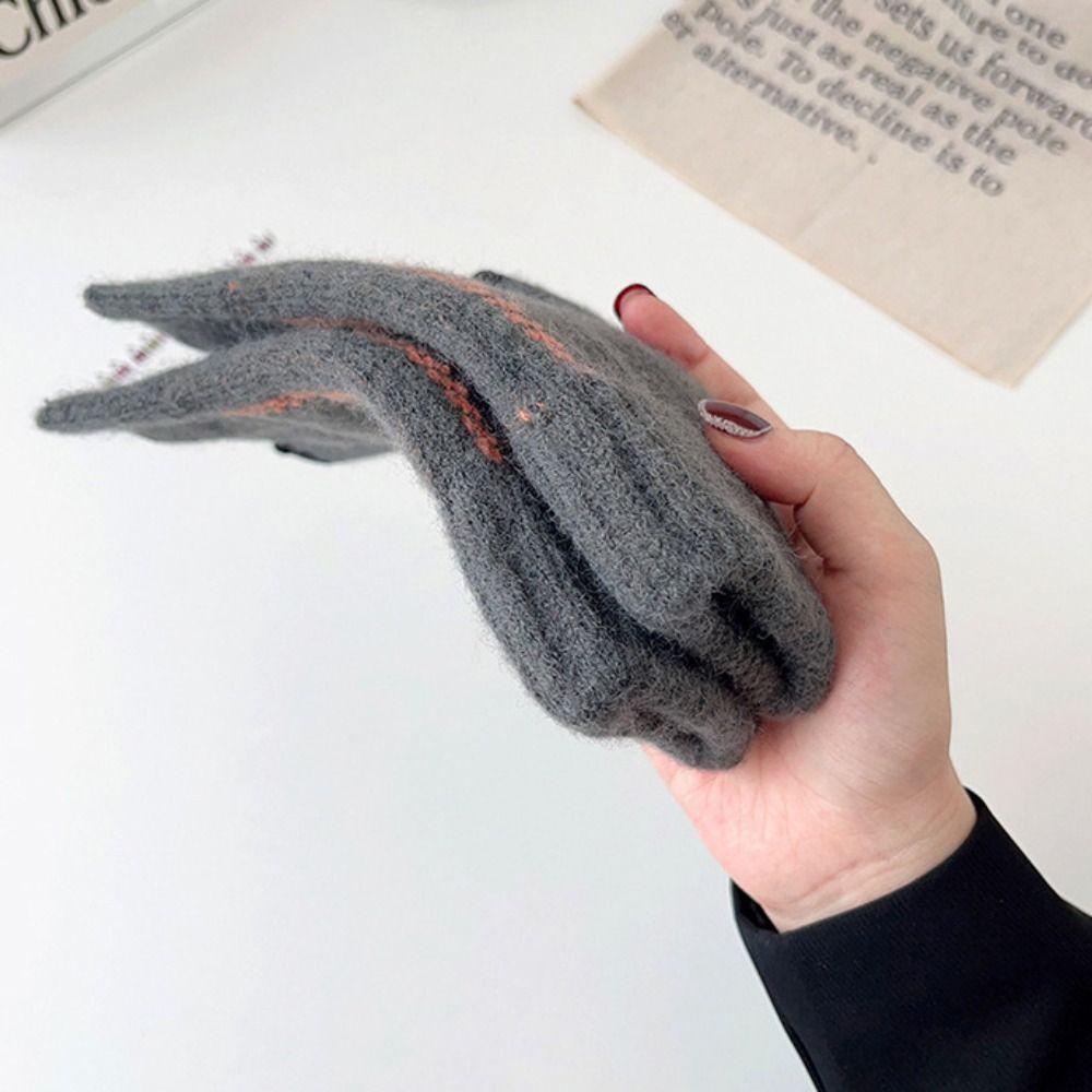 Thickened Knitted Woolen Gloves Touchscreen Full Finger Gloves Fashion Men Knitted Gloves  Sports