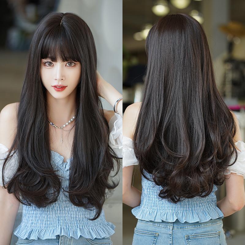 Professional  WIGS Long Body Wavy Sakura Pink Wig for Sweet Girl High Density Synthetic Loose Curly Hair Wig with Bangs Beginner Friendly