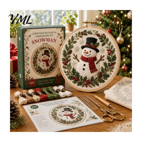 Christmas Ornament Craft Set Embroidery Kit for Beginners, Pre-Printed Pattern Full Creative Gift Parents And Friends of Tools, DIY Needlework Festive