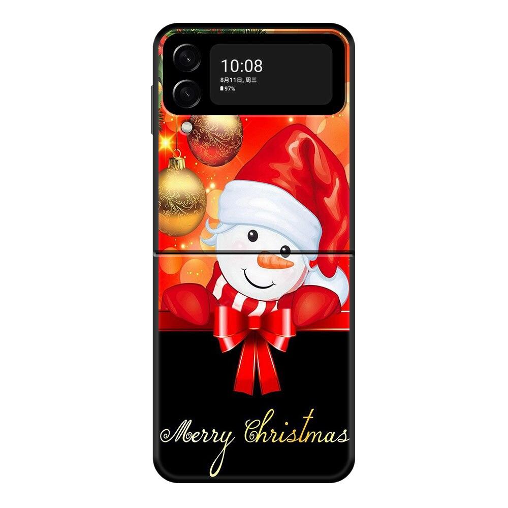 Süße Weihnachts-Schneemann-Telefonhülle für Samsung Galaxy Z Flip Z Flip3 5G Z Flip4 Harte PC-Mattschale