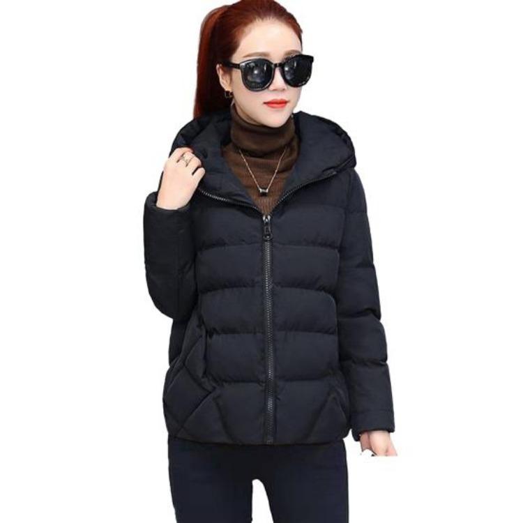 

Winter Hooded Jacket Women Thick Warm Down Cotton Coat Long Sleeve Loose Solid Color Streetwear Outwear Cold Weather All Match 3XL