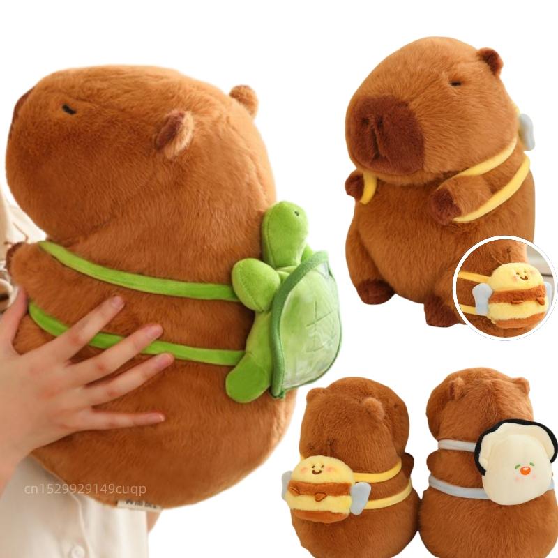 Kawaii Transform Backpack Capybara Plush Doll Pillow Pentant Turtle Shell Oyster Bee Capybara Plush Toy Gift For Boys And Girls