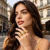 Middle Finger Ring Minimalist Flower Shape Open Adjustable Fit Women Ring Stainless Steel Texture Finger Band Jewelry Gift