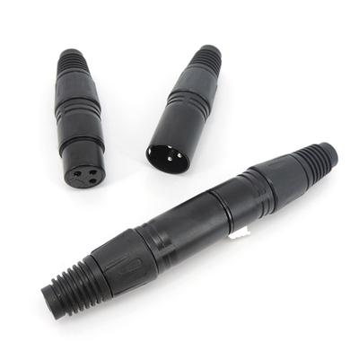 Audio Black 3Pin 3 Core XLR Male Female Plug Microphone Connector for Cord Plug Mic Adapter Cable Terminals Sound Wire