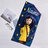 1pc Coraline1 Beach Towel with Custom Name, Beach/Swimming/Bath/Picnic/Camping Towel, Suitable for Seaside Beaches