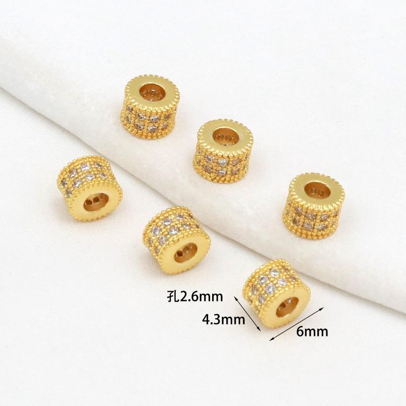 Farbechtheit k Echtgold mikro-eingefasster Zirkon Fassperlen Straße durchbohrt kleine Taille Kristallarmband DIY Perlenabstandshalter mit Perlen C