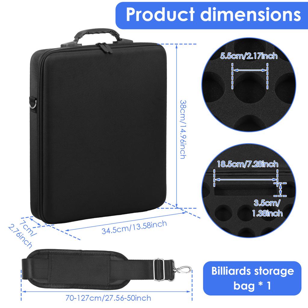 22 Grids Billiard Balls Bag Travel Pool Ball Storage Box Sponge Padded Waterproof Portable SnookerBilliard Organizer Accessories