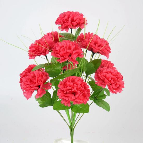 2Pcs Artificial Carnation Realistic 12 Head Fake Silk Flower Wedding Party Indoor Outdoor