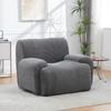 Chenille armchair with stool, vacuum-packed with 30D high-elasticity foam filling, assembly-free for living room & small spaces-Gray