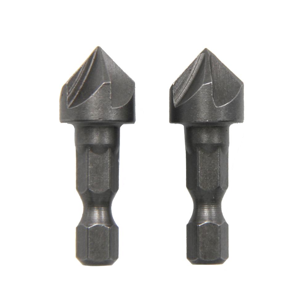 Small Hexagonal Handle Five Edge Chamfering Tool Chamfering Cutter Woodworking Hole Opener Spot Facer Reaming Tool Drill Bit