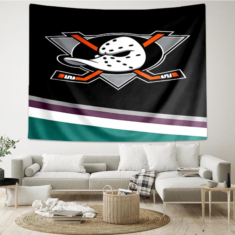 Anaheim Ducks Eishockey Team Wandteppich Raumdekoration Wandbehang für Wohnzimmer Schlafzimmer, Wohnheim, Geburtstags- und Weihnachtsgeschenke