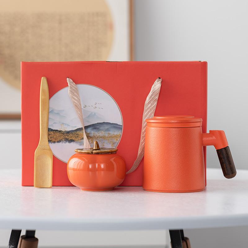 Ceramic Filter Bubble Tea Cup Tea Water Separation Cup Office Father's Day Leader Student Business Gift