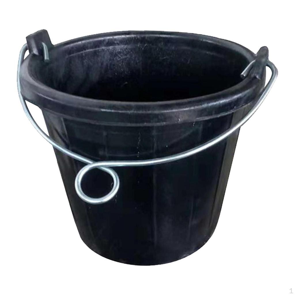 Rubber Feed Bucket with Handle Water Portable Multifunctional Feeder Container Pail for Horse