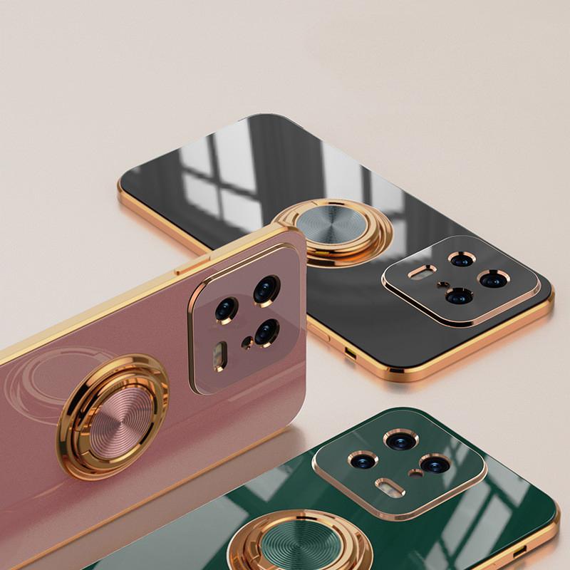 Magnetická adsorpce do auta 6D pokovování TPU pouzdro s kroužkem pro Xiaomi 14T 14 13 13T 13x 12T 12 12S 12X Pro Lite Zadní stojánek Kryt nárazníku Potector