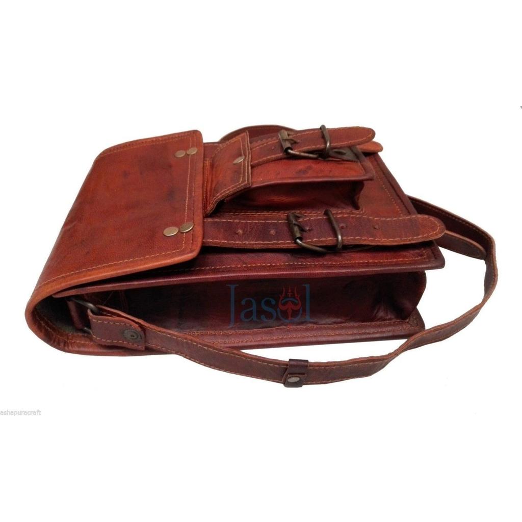 Unisex Genuine Leather Messenger Bag Tablet Bag Satchel Cross Body Bag Sling