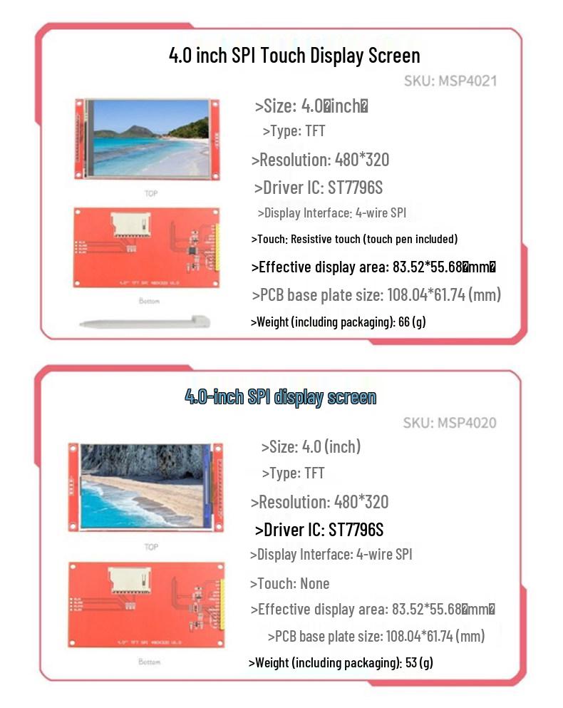 TFT Color LCD Screen Module 1.44/1.8/2.0/2.2/2.4/2.8 Inch with SPI Interface