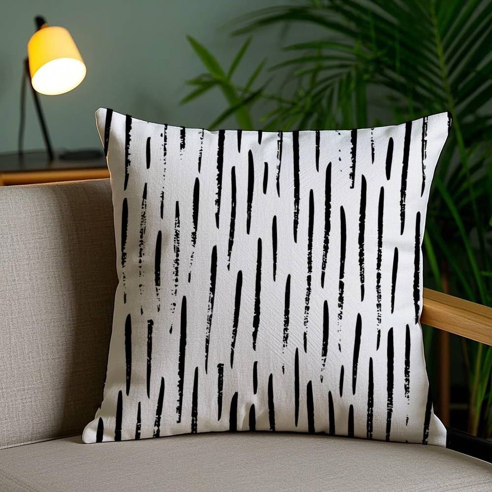 Black and White Striped Geometric Rectangle Pillow Case Anti-dustmite Pillowcase Invisible zipper silky short plush Sofa