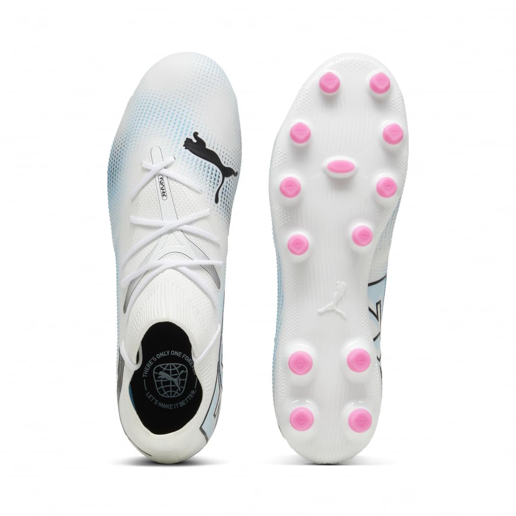 PUMA Future 7 Match Soccer 2024 Pink Size cm Cleats, HG/AG, 107718, Spring/Summer Colors White, Black/Poison (01), 27.0