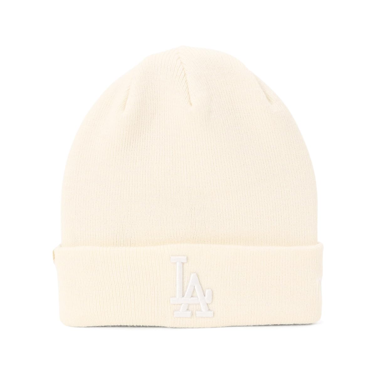 

New Era MLB Knit Tonal LA Free Basic Cuff Los Angeles Cap, Color, Off-White, Knit, Off-White