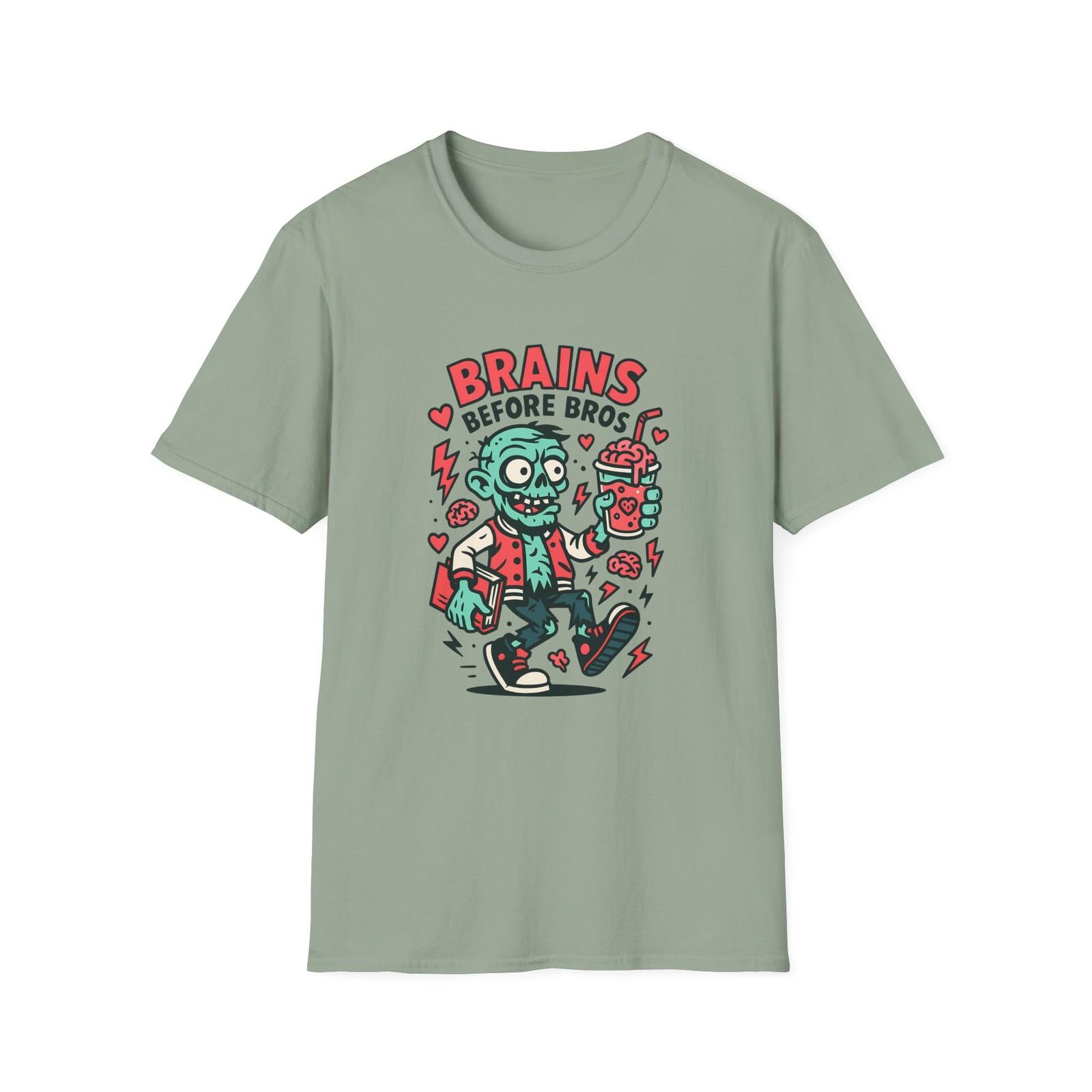 Unisex Softstyle T-Shirt Mens Womens Tees Top Cartoon Zombie Brain Smoothie Funny Fall Halloween 2XL
