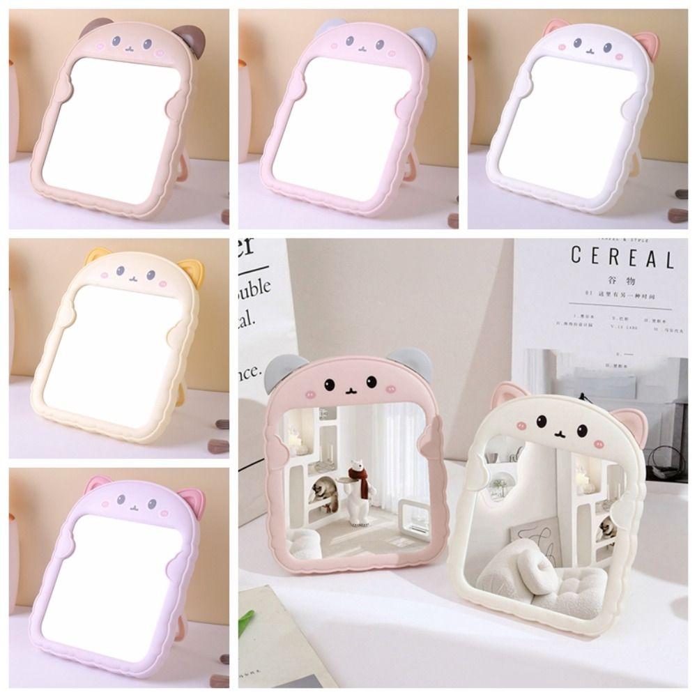 

Cute Cat Ear Dressing Mirror Plastic Bread Side Bear Folding Mirror Desktop Makeup Mirror Student style 6