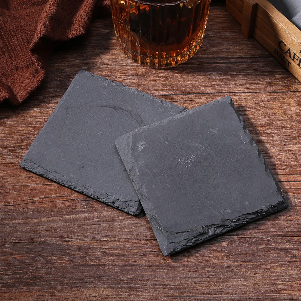 

12pcs Stone Coasters Black Square Slate Drink Coasters for Cups Bar Mugs Glasses Kitchen Cup Mat Insulation Cup Mug Rock Coaster 10x10cm
