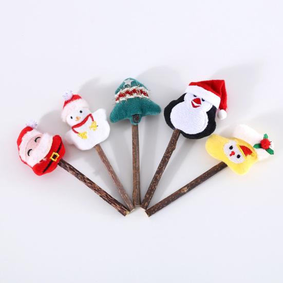 5Pcs Cat Chew Toy Lovely Santa Snow Doll Penguin Lucky Bag Teeth Cleaning