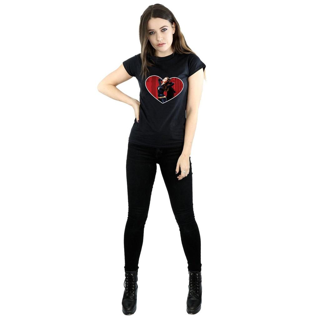 DC Comics Womens/Ladies Batman TV Series Catwoman Heart Cotton T-Shirt