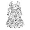 Girls' 3D Abstract Doodle Dress Long Sleeve Summer Spring Vacation Daily Holiday Princess Beautiful Sweet Kids 4-12 Years Casual Dress A Line Dress