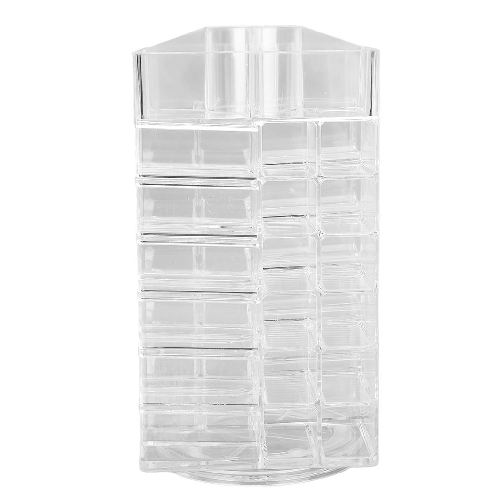 Cosmetic Lipstick Tower 360 Degree Rotating Display 53 Slots Large Capacity Lip Gloss Storage Organizer Transparent