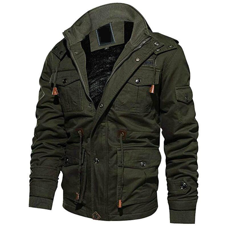 

Куртка средней длины с капюшоном для мужчин, бархатная куртка большого размера с несколькими карманами, повседневная рабочая куртка для мужчин 4XL