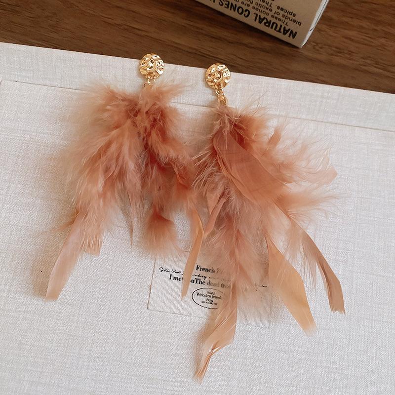Bohemian Ethnic Style Feathers Fringed Earrings Ear Hooks Personalized Vacation Wind Ears