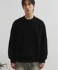 DRAW FIT Waffle Texture Round Pullover Knit [Black]
