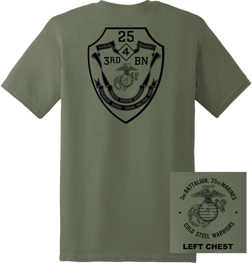 US Marine Corps 3rd Battalion 25th Marines RegiUnisext TShirt 100 Cotton ONeck Short Sleeve Summer Casual Unisexs Tshirt