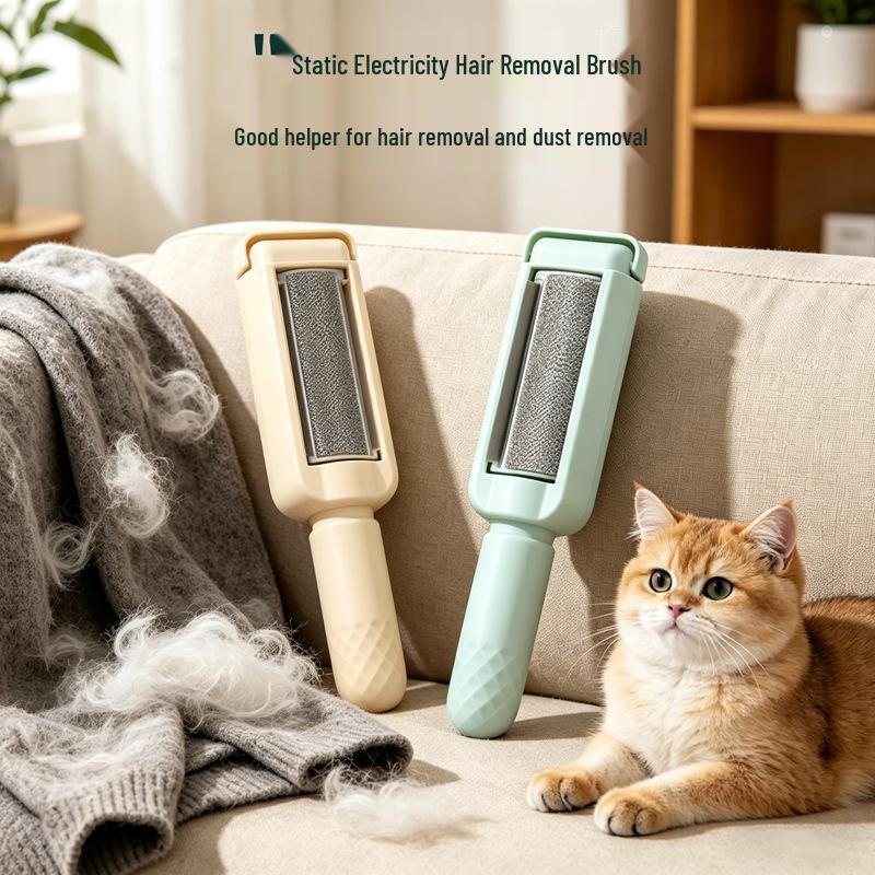 Pet Hair Remover: Lint Roller & Sticky Scraper for Cats, Bed Cleaning, Bristle Device