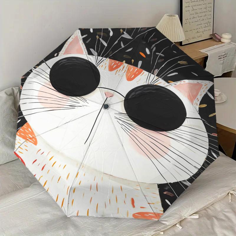 1pc cat feathers Pattern Umbrella Design Automatic Opening and Closing Umbrella, High-quality Travel Umbrella, Lightweight and Portable, -31