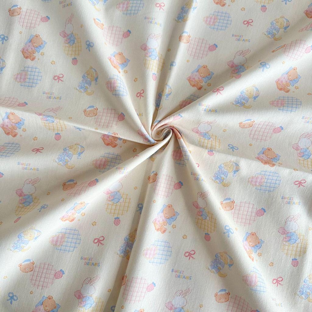 Korean Style 100% Cotton Digital Print Cartoon Fabric for Children's, Family, and Homewear DIY