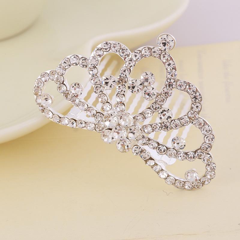 Korean Style Crown Jewelry Comb Hair Ornaments Princess Rhinestone Crown Alloy Colorful Girls Birthday Dance Hair Accessories