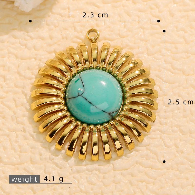 European & American Cross Turquoise Necklace Earrings Pendant Sunflower Charms DIY Sweater Chain for Women