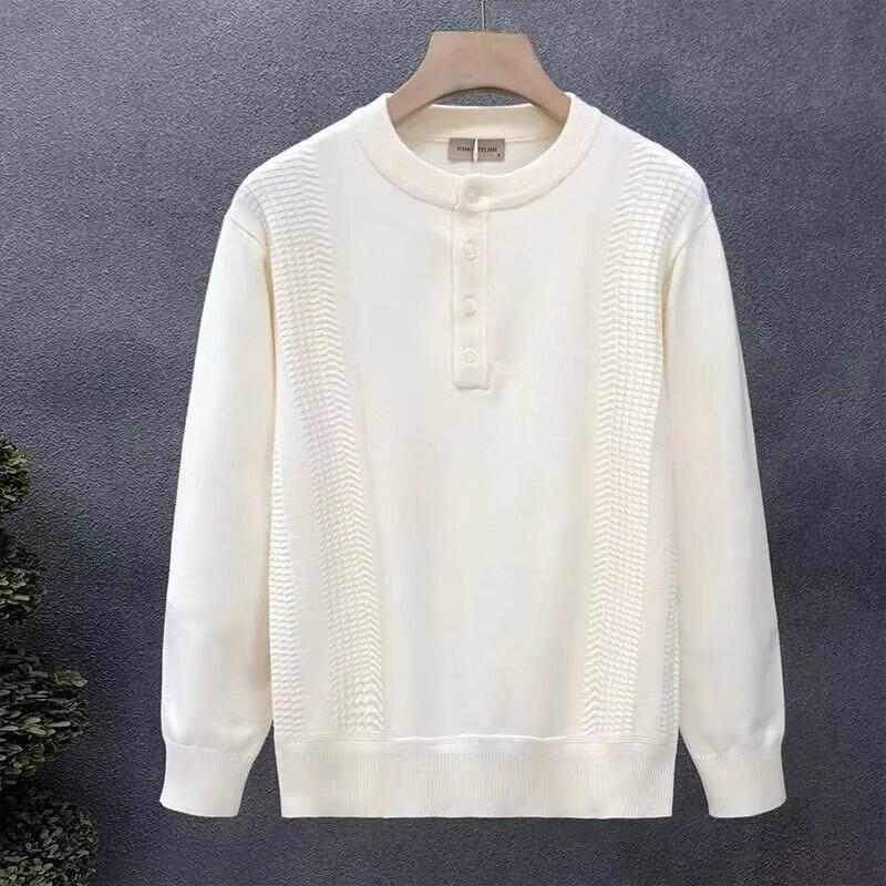 Spring 2024 Men's Sweater Patchwork Assorted Colors Skin-Friendly Fabric Fashion Versatile Top Casual Long-Sleeved Bottoming Shirt